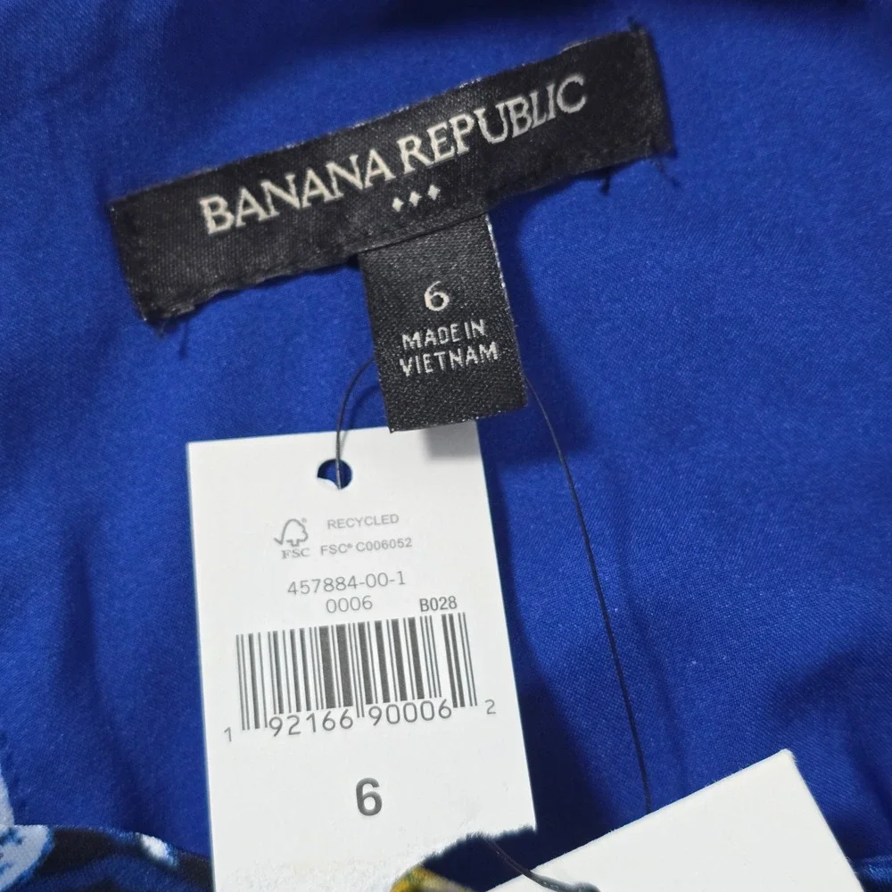 Banana Republic Women Blue Floral Fit and‎ Flare Halter Dress 457884-00-1 Size 6